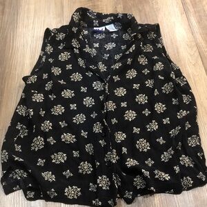 Black and Cream Sleeveless Top